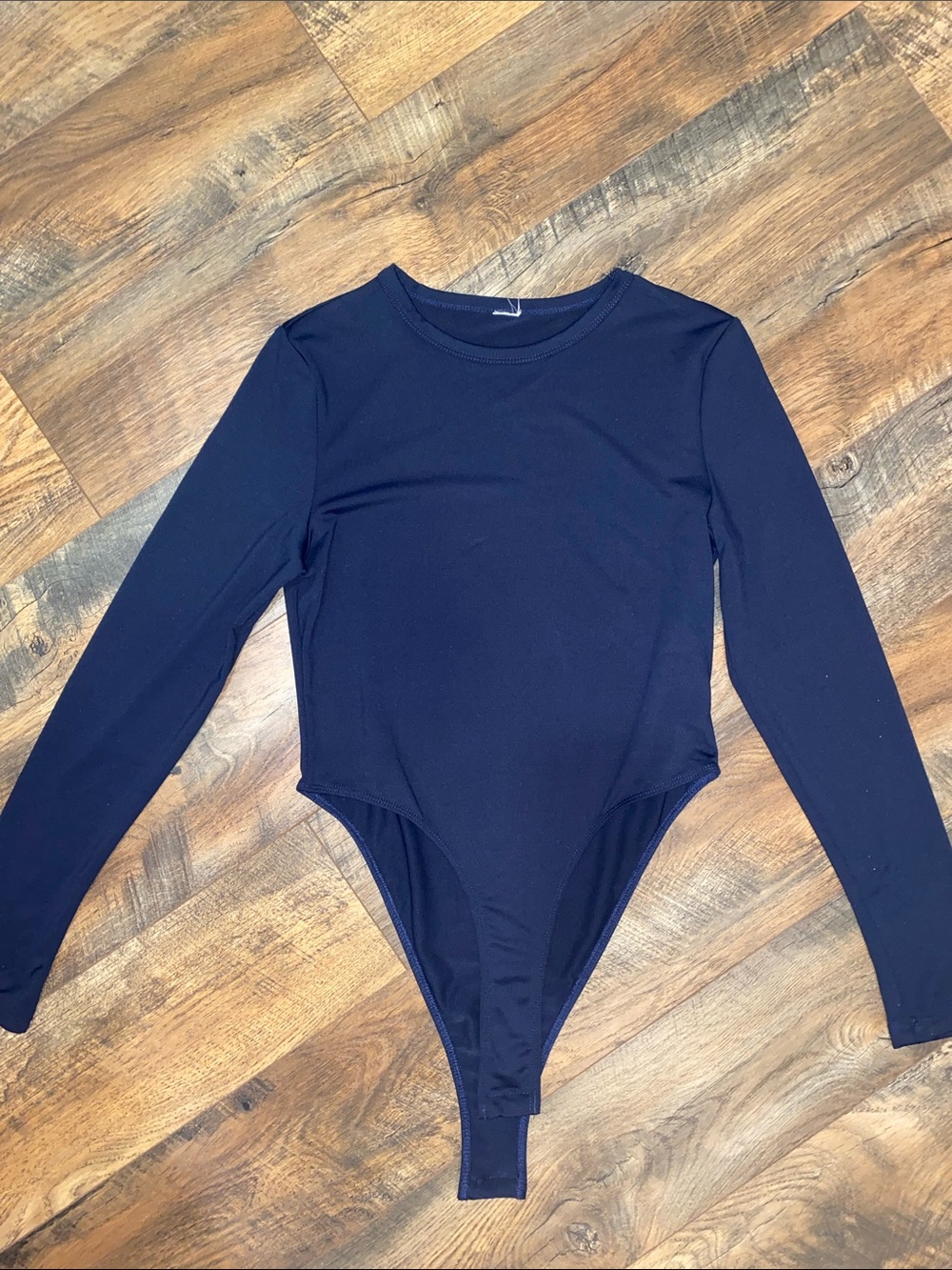 Classic Long-Sleeve Navy Blue One-Piece Bodysuit